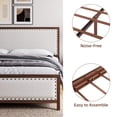 thumbnail image 5 of Full Size Metal Bed Frame with Linen Headboard and Footboard Wood Grain Upholstered Platform Bed with Rivet No Noise No Box Springs Required Easy Assembly Walnut, 5 of 7