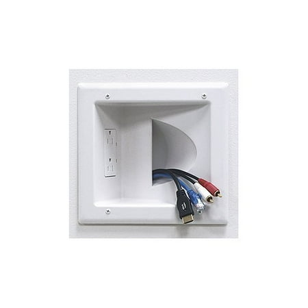 Datacomm Electronics 45-0031-WH Recessed Low-Voltage Media Plate with Duplex Receptacle
