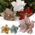 thumbnail image 5 of Flores navideñas con purpurina, flores artificiales, adornos colgantes para árbol de Navidad, guirnaldas de bricolaje, decoración para fiestas en el hogar, 5 of 5
