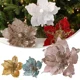 thumbnail image 5 of Flores navideñas con purpurina, flores artificiales, adornos colgantes para árbol de Navidad, guirnaldas de bricolaje, decoración para fiestas en el hogar, 5 of 5