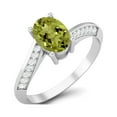 thumbnail image 2 of 1.56 Cts Oval Peridot 925 Sterling Silver Solitaire Accent Woman Halo Mother's Day Gift Ring, 2 of 4