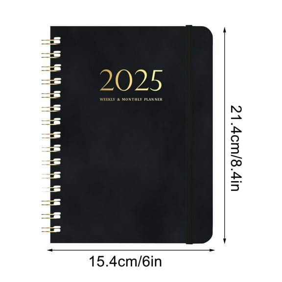 FeiFu Coil Planner Weekly Planner Diary A5 Taped Notebook Book for Office Home School Supplies Laminated Tabs, Durable Wirebound Black