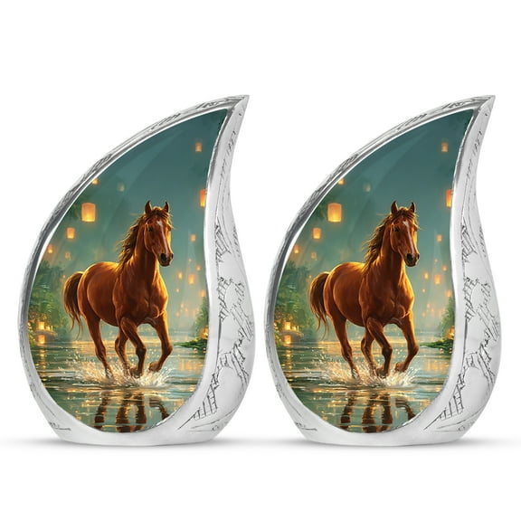 SABURIAL Horse Urn - Lovely Handcraftd Urn For Human Ash - Unique Miniature Urns For Men - Beautiful Small Urns For Burial Ashes - 3 Inch Mini - Pack Of 2
