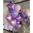 thumbnail image 2 of Globos de aluminio con forma de corazón y estrella púrpura, decoración de helio para fiesta de cumpleaños, Baby Shower, niños, 1 Juego, 2 of 5