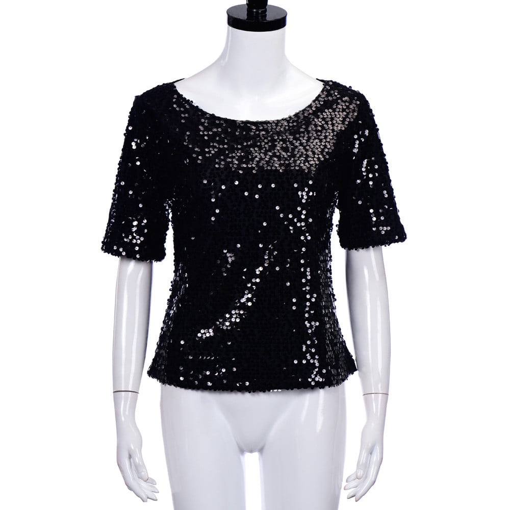 Sequin Crop Top Black