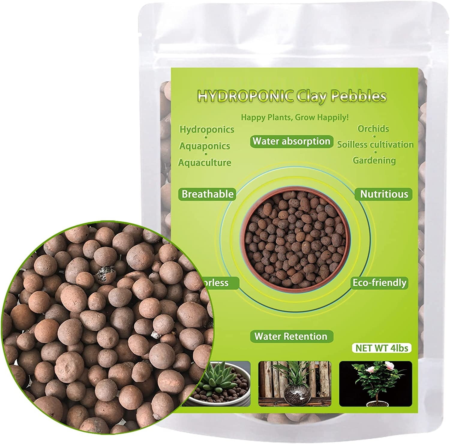 Expanded Clay Pebbles 6 liters 3.2 Pounds Hydroponic Rocks Organic Ceramsite Grow Media for Horticultural,Drainage,Decoration 