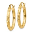 thumbnail image 2 of Primal Gold 14K Yellow Gold Diamond Cut 3mm Round Hoop Earrings, 2 of 4