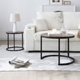 thumbnail image 2 of CQSXDA Set Of 2 Round Coffee Table Nesting With Top And Golden Frame Marble Pattern For Modern Living Room，Walnut, 2 of 6