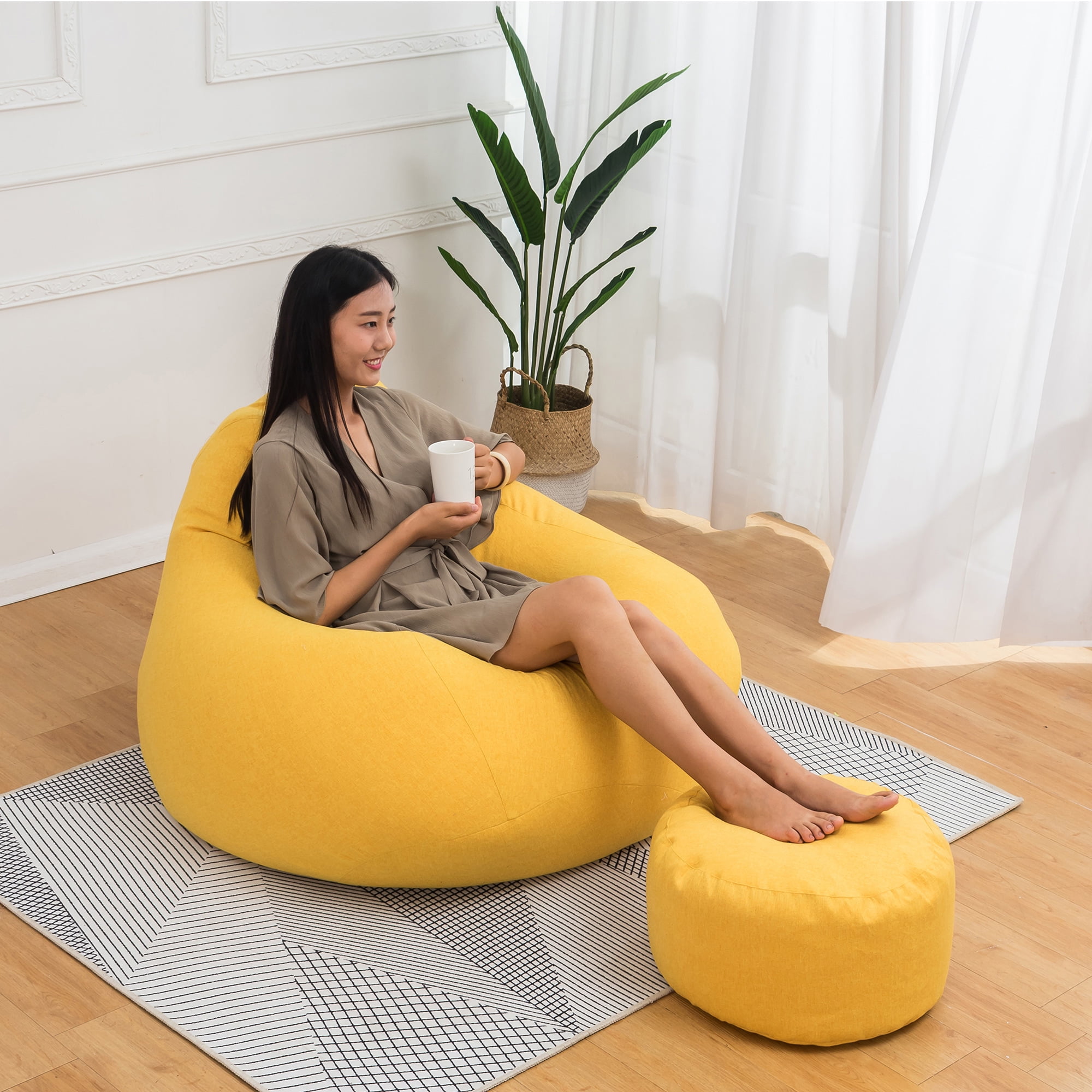 FOCUSSEXY Stuffed Animal Storage Bean Bag Chair Detachable Bean Bag Chair  Cover Only Memory Beanbag Particles Foam Padded Multi-purpose Seat Cover  (Not Included Filling) Kids Bean Bag Cover 