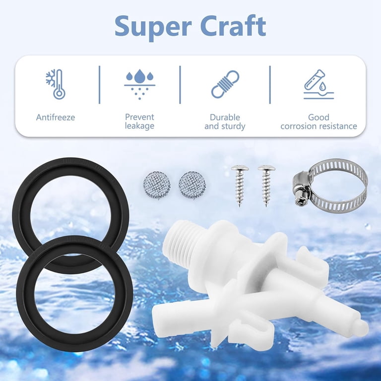 2-Pack Dometic Toilet Water Valve Kit 385311641 - For Series 300/310/320 Etc., Includes Seals & Filters