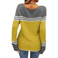 thumbnail image 4 of Women Autumn Winter Colorblock Pullover Sweaters Round Neck Striped Slim Fitting Knitwear Tops, 4 of 9
