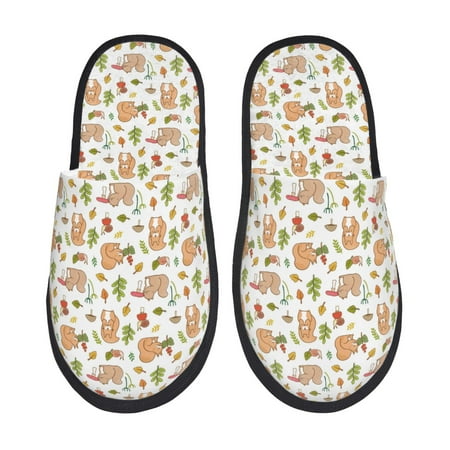 Balery Squirrel And Mushroom Slient Indoor Furry Fleece Comfort House Shoes Soft Non-Slip Home Shoes Cotton slippers House Slippers-- Medium