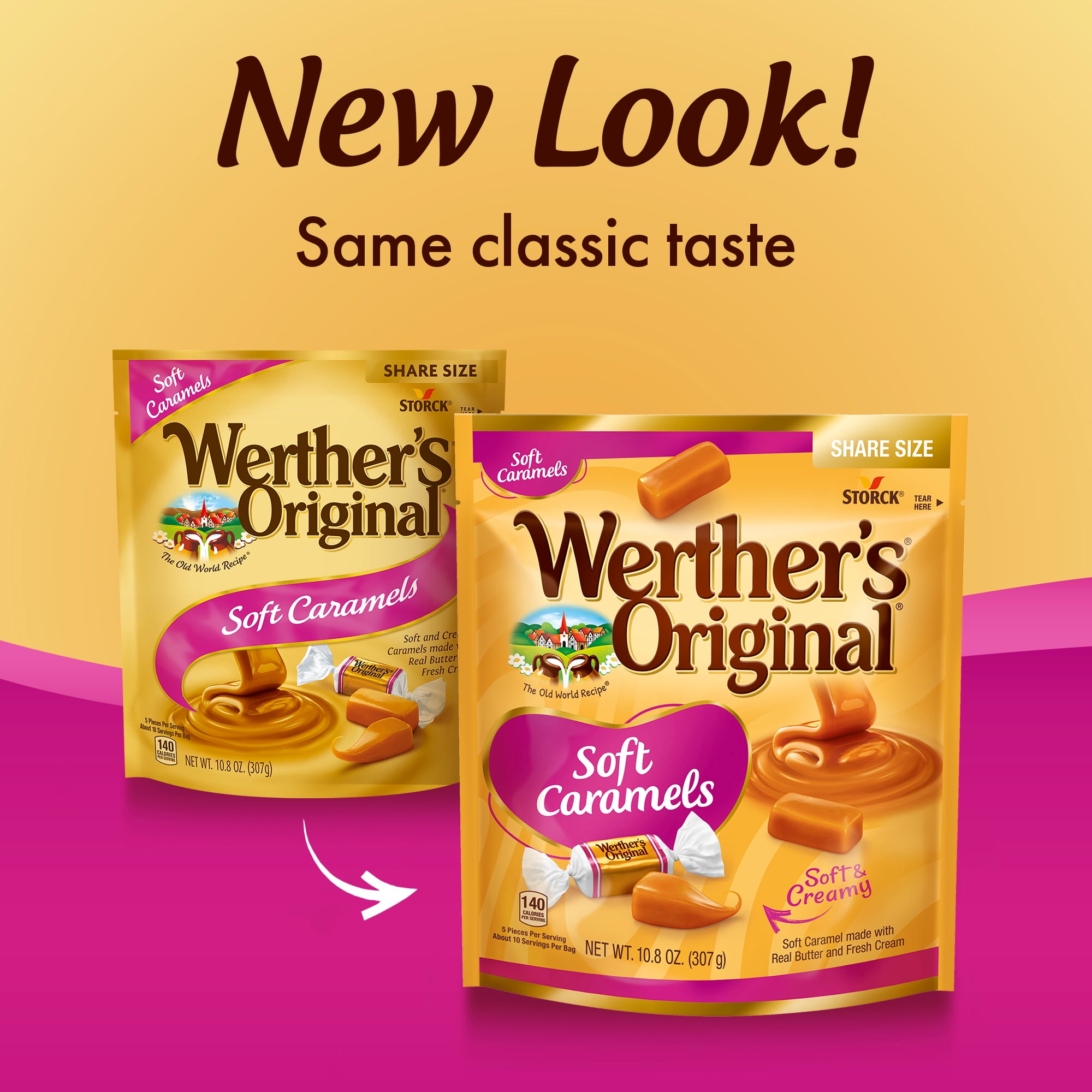 (3 pack) Werther's Original Individually Wrapped Soft Caramels, 10.8oz Sharing Size Bag