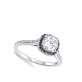 thumbnail image 4 of CHOOSE YOUR COLOR Solitaire White CZ Black Halo Wedding Ring .925 Sterling Silver Band Female Size 6, 4 of 4