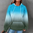 thumbnail image 2 of 2025 Fall Crewneck Hoodies for Womens Fashion Gradient Color Printed Pullover Sweatshirts Drawstring Raglan Hooded Sweaters Winter Long Sleeve Waffle Jacket Outwears Tops with Pocket, 2 of 5