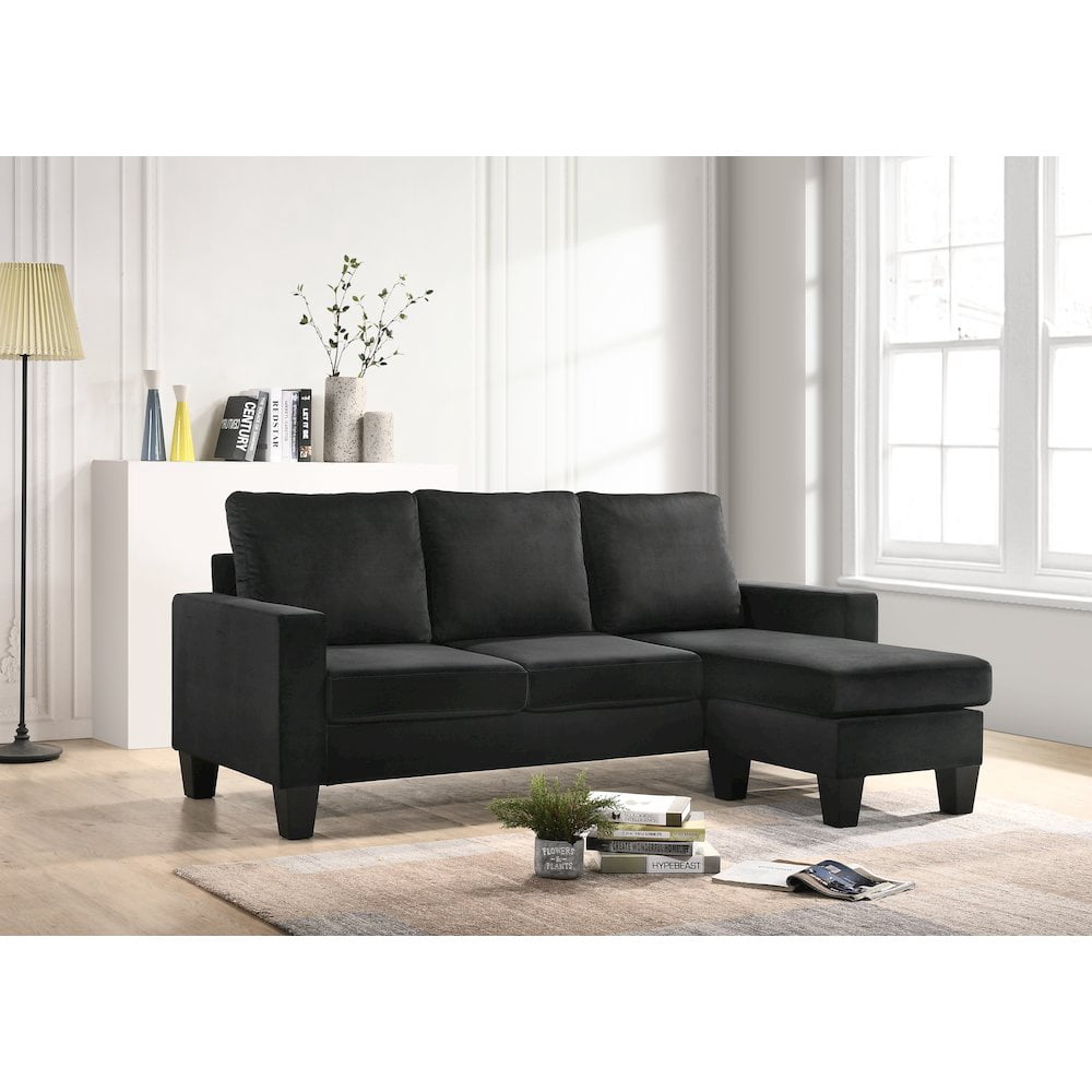 Glory Furniture Jessica Sofa Chaise in Black Color