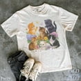 thumbnail image 2 of 【New Arrival】Unisex Vintage Kittens Floral Butterfly Graphic T-Shirt, Cute Multi Cat Garden Animal Crew Neck Short Sleeve Casual Ivory Top, 2 of 8