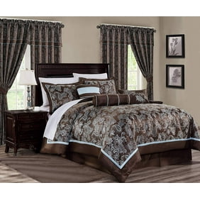 Unique Home Perlina 7 Piece Comforter Set Striped Medallion Bed In