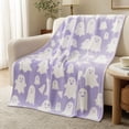 thumbnail image 2 of Halloween Ghost Blanket,29.5x39.4 Inch Cute Soft Throw Blankets Gift for Women Men,Faux Flannel Blanket for Sofa Lounge,Office Nap Break,Purple, 2 of 9