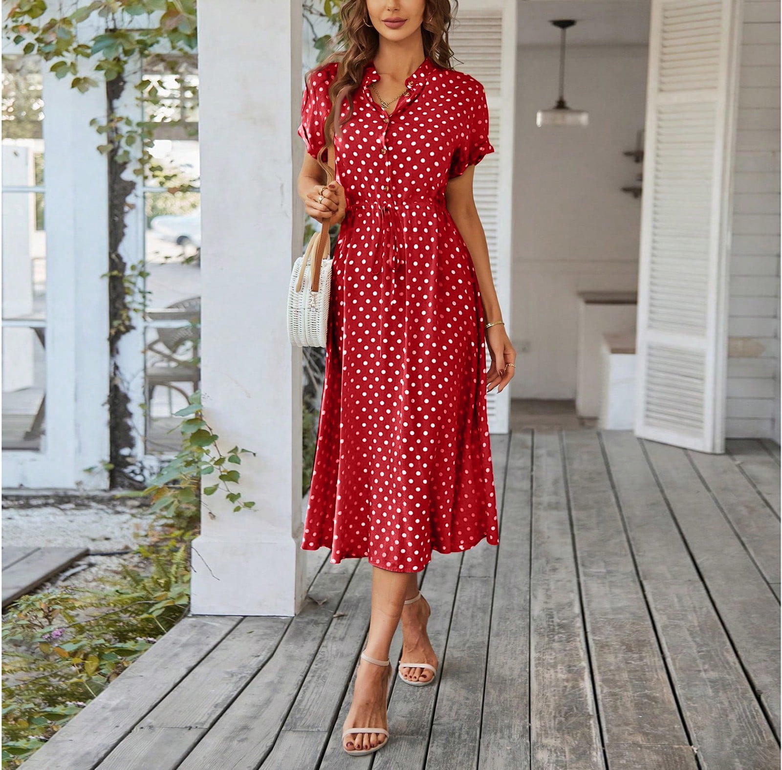 open lace back dress Lovella Red Polka Dot Maxi Dress