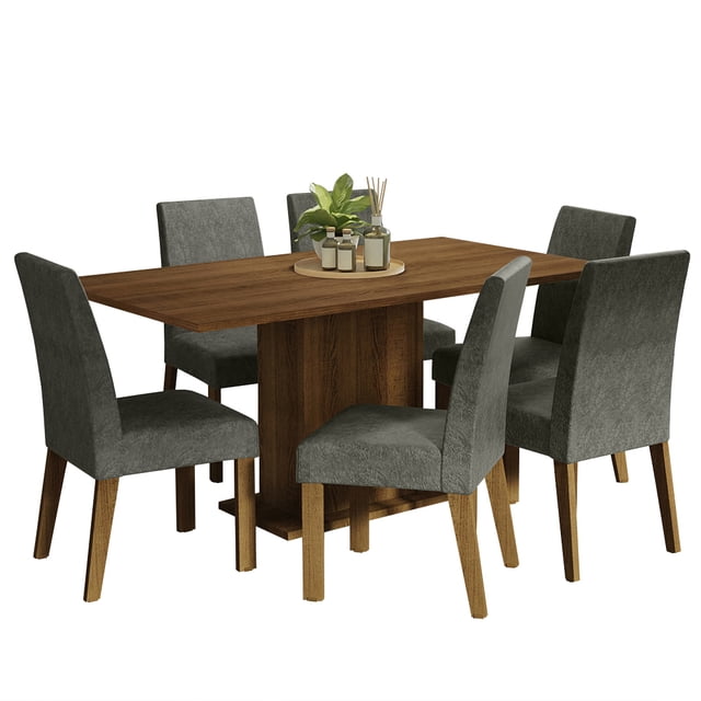 Juego de Comedor Madesa Renata Mesa con Tapa de Madera 6 Sillas Plata