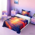 thumbnail image 3 of Manfei Tropical Beach Sunset Twin Sheet Sets for Kids Boys and Girls, Coastal Ocean Print Bedding 3 Pieces, 1 Flat Sheet, 1 Fitted Sheet and 1 Pillowcase, 3 of 6