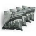 thumbnail image 5 of Ambesonne Vintage Throw Pillow Cover 4 Pack, Bridge in New York City, 16", Grey, 5 of 7