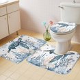 thumbnail image 2 of Ocean Turtle Bath Mat 3 Piece Bathroom Rug Set, Coastal Coral Seagrass Starfish Non Slip Bath Rug Contour Mat and Toilet Lid Cover, Absorbent Shower Mats Soft Bath Rugs and Mats Sets, 2 of 8