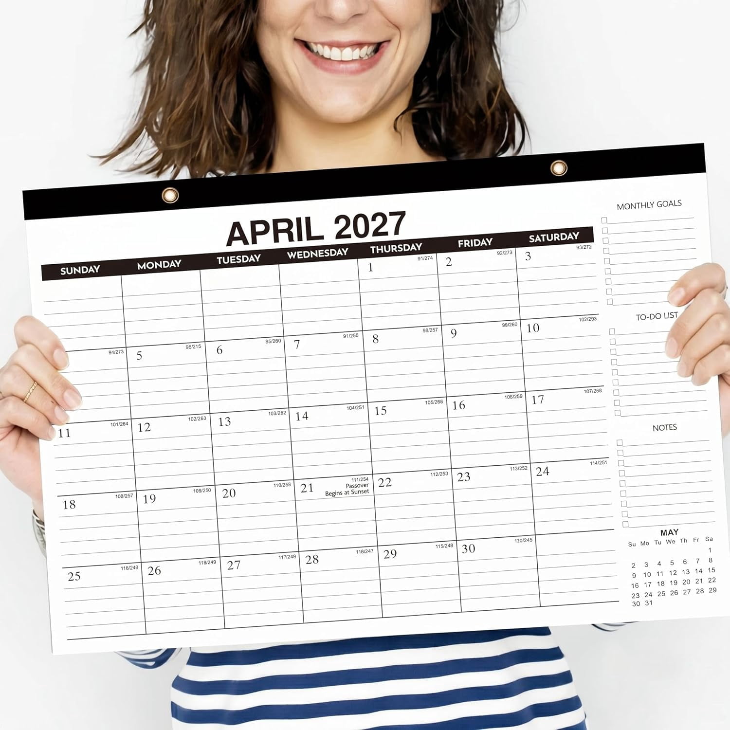 Desk Calendar 2026-2027, 21-Month Apr 2026 - Dec 2027, Large 17"x12" Desk/Wall Calendar, Ample Space, Thick Paper, Plastic Cover, Monthly Calendar 2026 Perfect for Home School & Office Organization