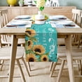 thumbnail image 2 of Table Runner Dresser Scarves 36 Inch Long, Watercolor Sunflowers and Leaves Linen Dining Table Runners Positive Quote on Teal Tabletop Scarf for Wedding Holiday Party Kitchen, 2 of 7