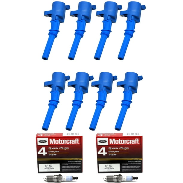 Set of 8 ISA High Performance Ignition Coil and 8 Motorcraft Spark