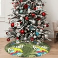 thumbnail image 5 of Lsque Surfing Dinosaur Print Christmas Tree Skirt, Tree Skirt with Ties or Velcro, Perfect for Holiday Decorations, Halloween, and New Year-36", 5 of 7
