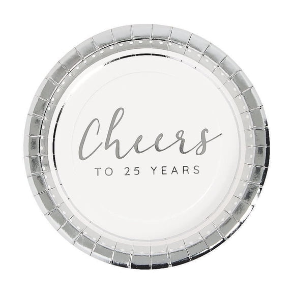 25Th Anniversary Dessert Plate - Party Supplies - 24 Pieces