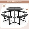thumbnail image 3 of Costway Round Picnic Table Bench Set with 4 Benches Umbrella Hole All Weather Tabletop Black, 3 of 10
