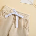 thumbnail image 6 of Odeerbi Infant Toddler Boys Girls Sweatsuits Sets Solid Color Sport 2 Piece Outfit Set Baby Cute Long Sleeve Sweatshirt Drawstring Elastic Waist Jogger Sweatpants Suit with Pocket Beige, 6 of 9