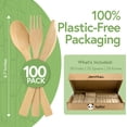 thumbnail image 4 of Jenvita Bamboo Disposable Cutlery Set, Compostable Flatware, 100 Pack, 4 of 10