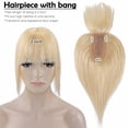 thumbnail image 3 of Benehair 100% Real Remy Human Hair Extensions Clip In Hairpiece Topper with Bang Toupee Women Hair Loss Silk Base Seamless 6"-18" Blonde Hair, 3 of 9