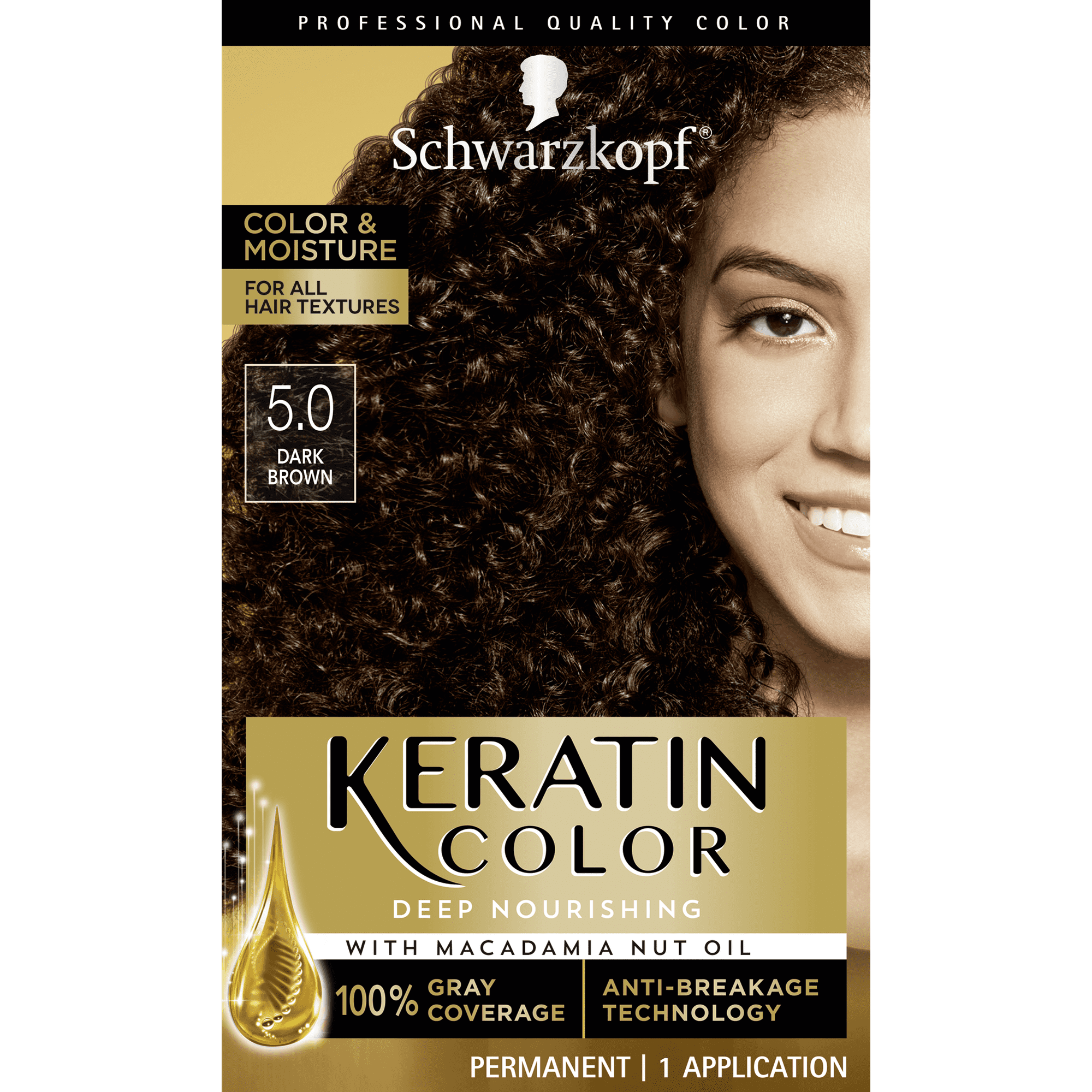 Schwarzkopf Keratin Color, Color & Moisture Permanent Hair Color Cream, 4.2 Dark Brown