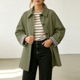 thumbnail image 3 of TGSLY Women's Button Down Trench Coat Casual Collared Long Sleeve Jacket with Plaid Lining Loose Solid Color Mid‑Length Outerwear with Pockets XL, 3 of 8