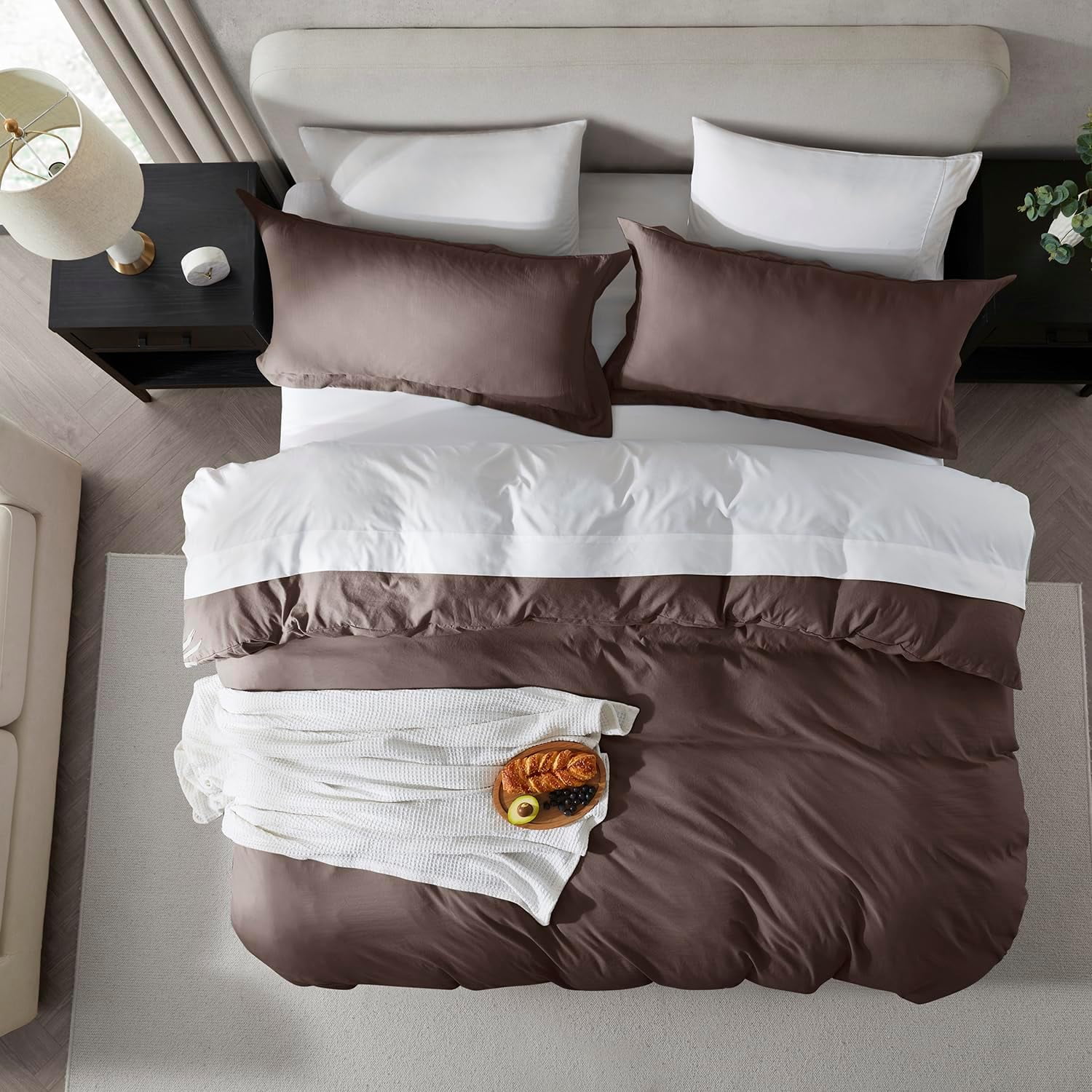 LammaLoe Duvet Cover Twin/Twin XL Size, Soft Prewashed 2-Piece Duvet Cover Bedding Set with 1 Pillow Sham, Chocolate Brown