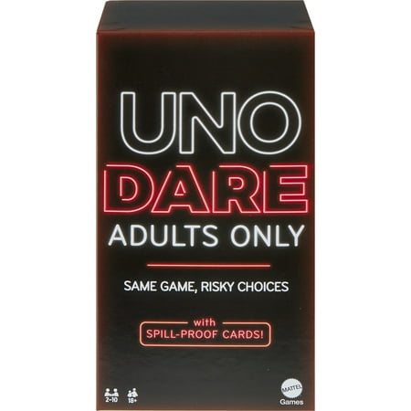 UNO Dare Adults Only Card Game, 2-10 Players, Waterproof Cards and Dice for Adult Game Night