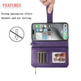 thumbnail image 5 of Dteck for iPhone 16 Pro Max Wallet Case, 2 In 1 Detachable Protective Phone Case Women Men Kickstand flip Cover Wrist Strap Zipper Credit Card Holder Slots for iPhone 16 Pro Max,Purple, 5 of 6