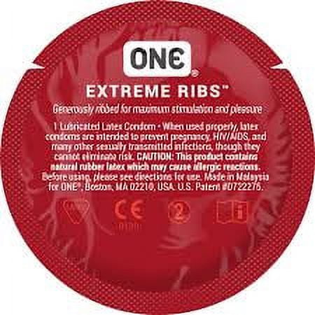ONE Extreme Ribs + Brass Lunamax Pocket Case, Ribbed Studded Lubricated Latex Condoms-24 Count