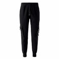 thumbnail image 4 of Mens Casual Cargo Joggers Drawstring Elastic Waist Tapered Work Cargo Pants Outdoor Hiking Pants With Pockets, 4 of 7