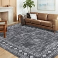 thumbnail image 2 of HOMERRY Washable Area Rug 5' x 7' Geometric Border Indoor Carpet for Living Room Non-Slip Floor Cover, Gray, 2 of 6