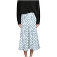 thumbnail image 5 of Summer Maxi Skirts for Women Satin Fashion Boho Long Skirt Trendy Floral High Waist A Line Beach Skirt Vacation Outfit Light Blue M, 5 of 7