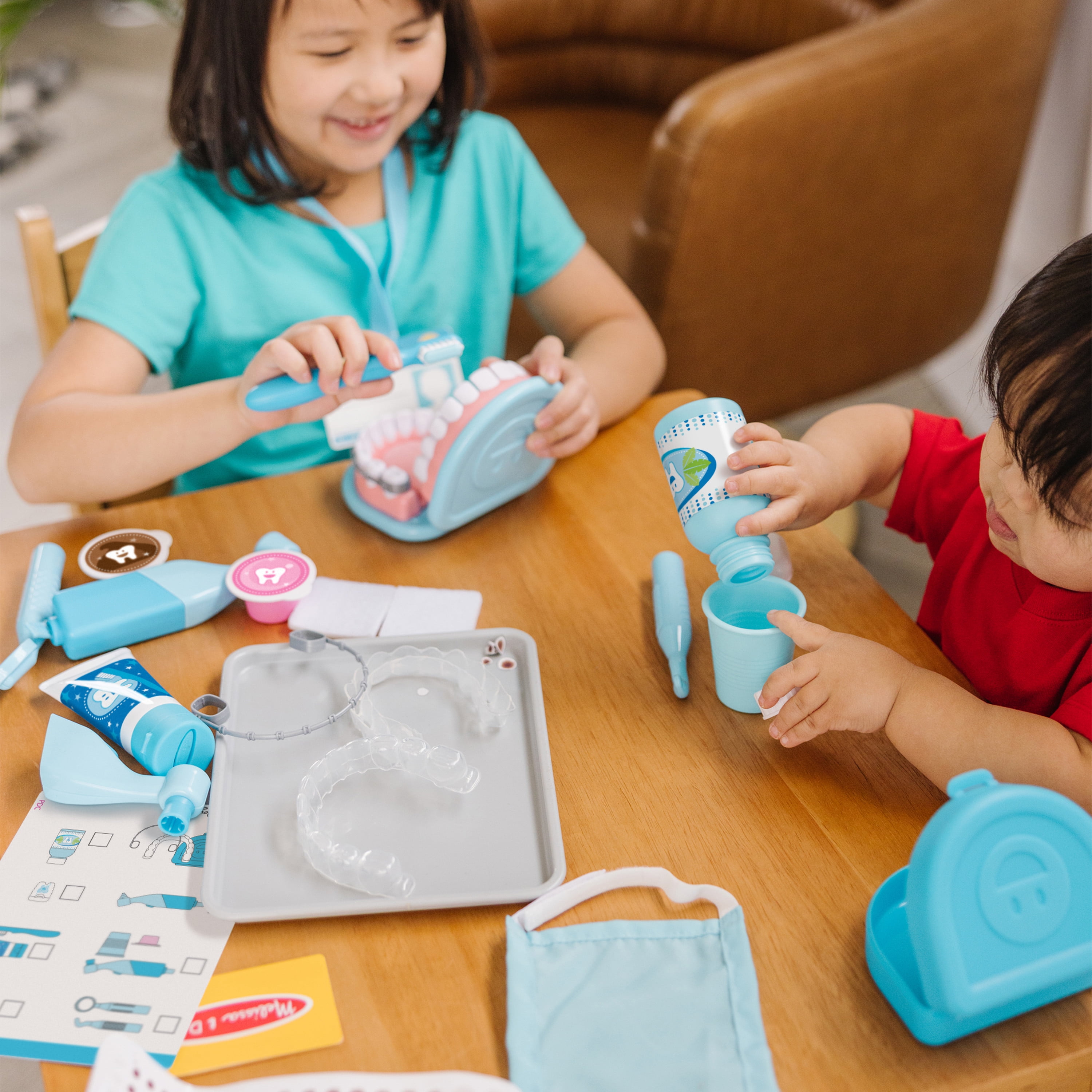 Skylety 2 Set Dentist Kit for Kids Dentist Play Set Dental Teeth Model with  Toothbrush Child Dental Educational Card Standard Size Fake Brace