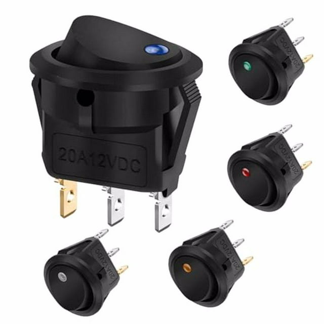 Kenally Interruptor basculante iluminado LED fácil de instalar de 5 piezas para interruptor de palanca de luces de coche de 12V Vehículos, repuestos y accesorios Mis