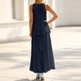 thumbnail image 3 of Dvprdro Womens Casual Beach Maxi Dress Chiffon Crew Neck Sleeveless Scallop Hem A Line Dress Solid Flowy, 3 of 9