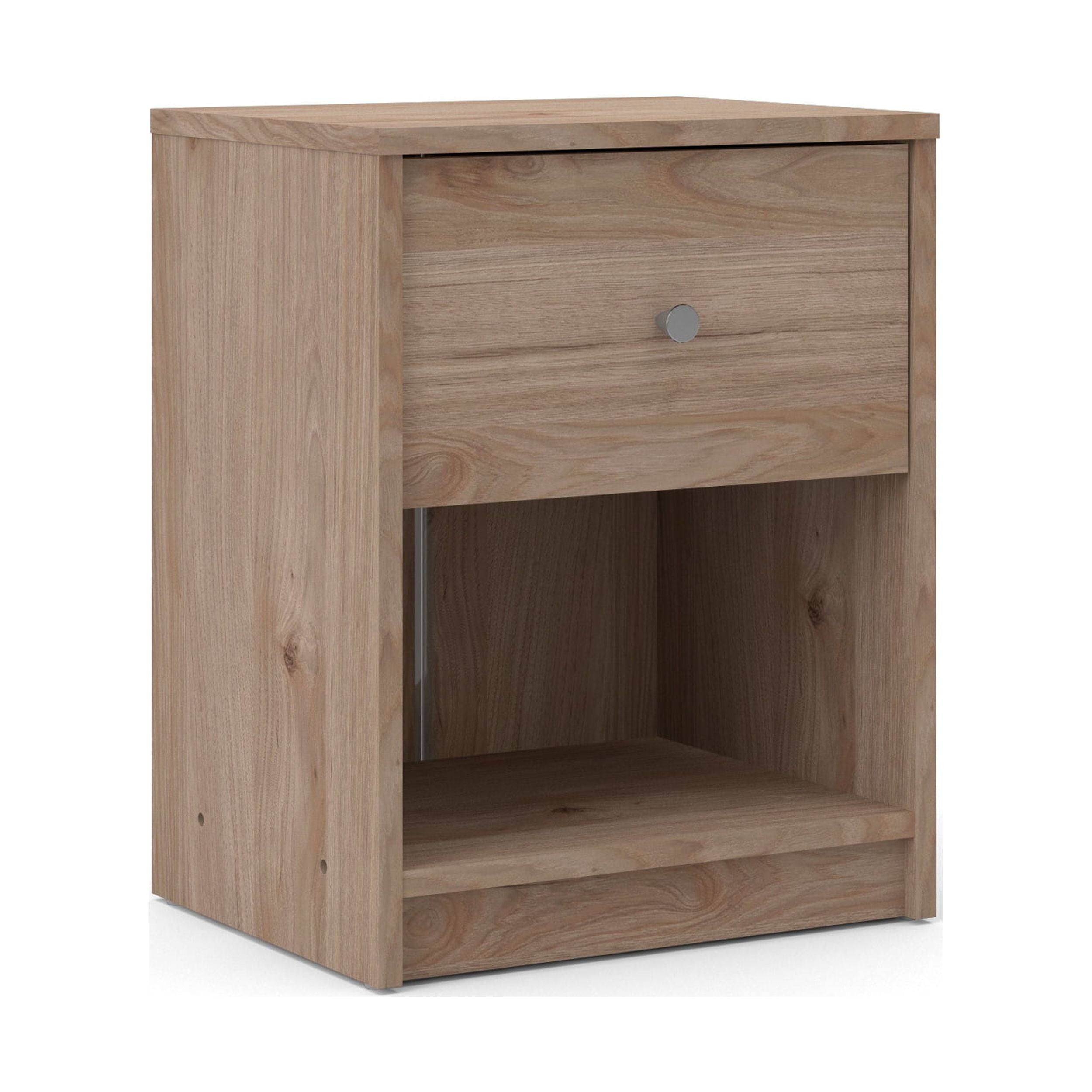 Tvilum Studio 1 Drawer and 1 Shelf Bedroom Nightstand for Adults, Jackson Hickory